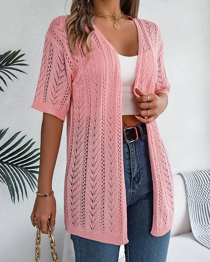 Hollow Out Short Sleeve Cardigan