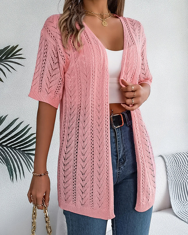 Hollow Out Short Sleeve Cardigan