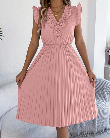 Lace Patchwork V-Neck Maxi Dress