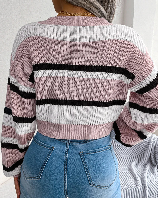 Striped Long Sleeve Crop Top