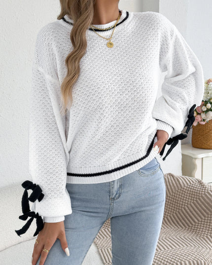 Bow Detail Striped Sweater