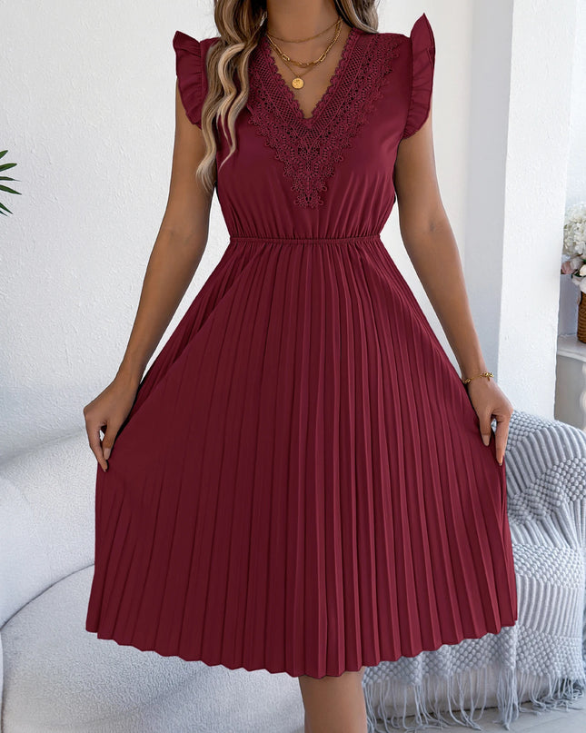 Lace Patchwork V-Neck Maxi Dress