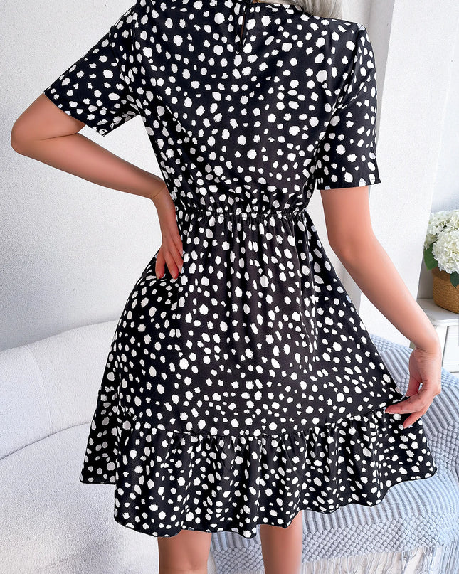 Leopard Print Ruffled A Line Dress