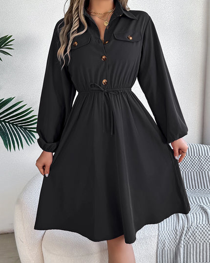 Button Tie Shirt Dress