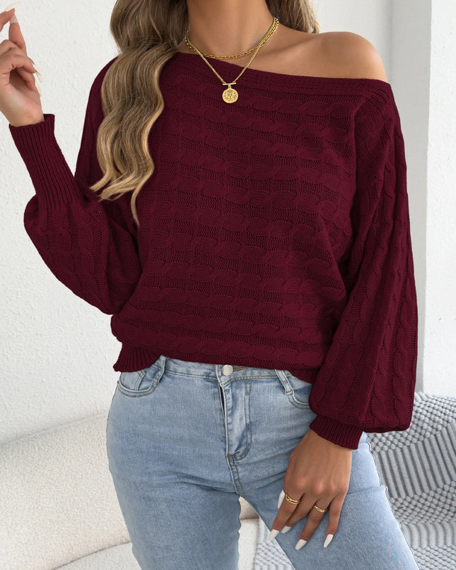 Round Neck Lantern Sleeve Sweater