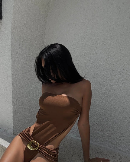 Lace-Up Hollow One-Piece