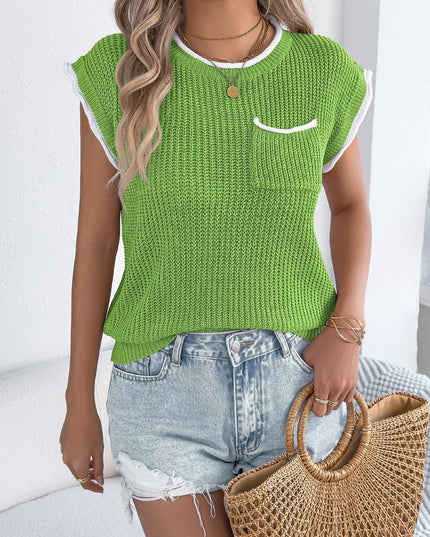 Stripe Sleeveless Knit Pullover