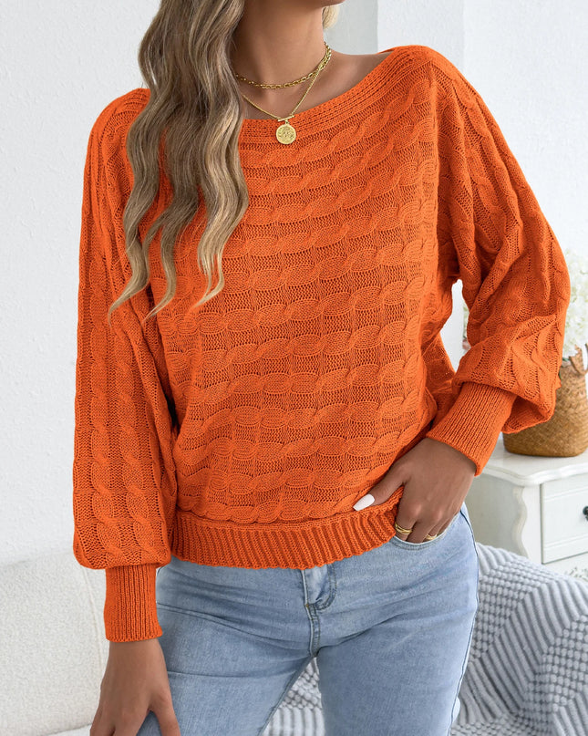Round Neck Lantern Sleeve Sweater