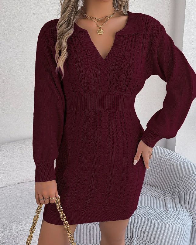 Lantern Sleeve Woolen Mini Dress
