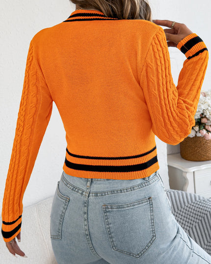 Contrast Color Stripe Knit Pullover