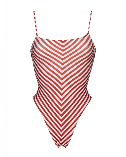 Striped Backless Thong One-Piece