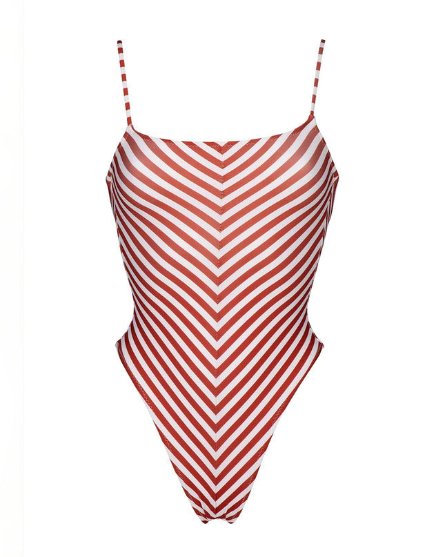Striped Backless Thong One-Piece