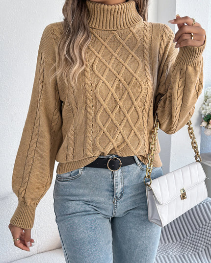 Solid Color Twist Lantern Sleeve Sweater