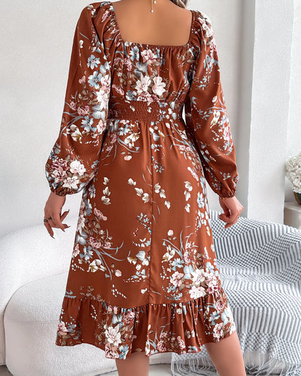 Floral Print Ruffled Dress