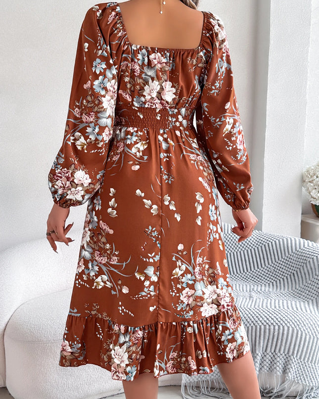 Floral Print Ruffled Dress