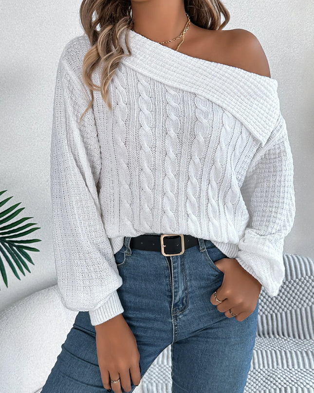 Off Shoulder Solid Pullover Sweater