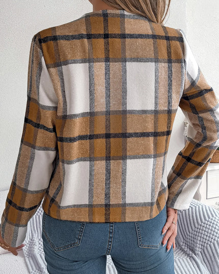 Autumn Winter Contrast Plaid Jacket