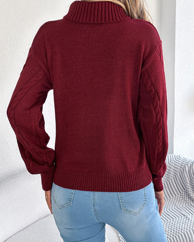Solid Color Twist Lantern Sleeve Sweater
