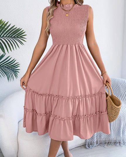 Ear Edge Sleeveless Lotus Leaf Dress