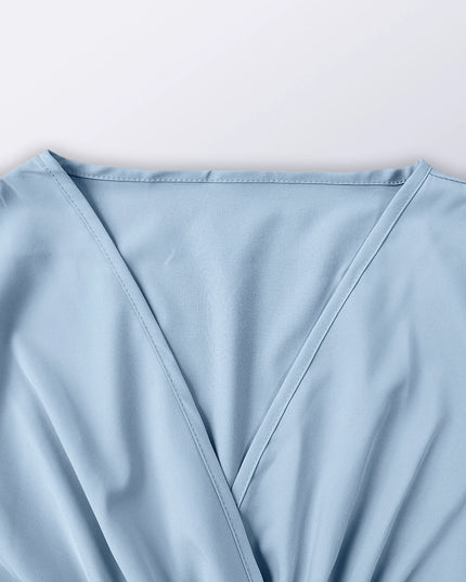 V Neck Pleated Maxi Dress