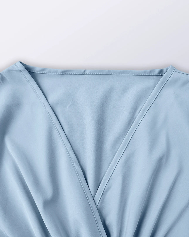 V Neck Pleated Maxi Dress