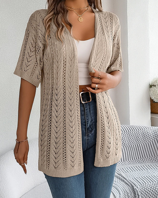 Hollow Out Short Sleeve Cardigan