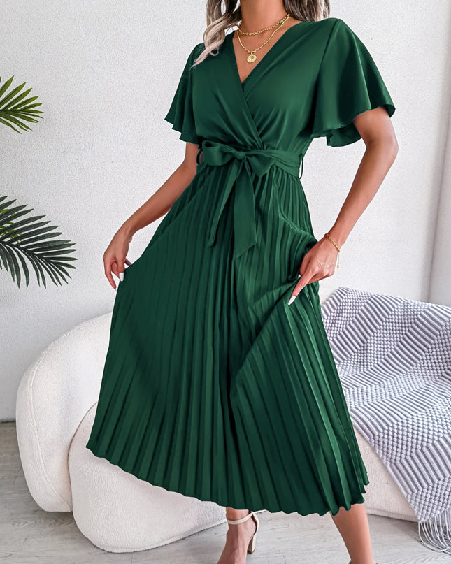 Pleated Chiffon Maxi Dress