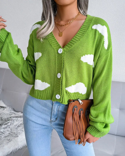 Autumn Winter Cloud Knit V-Neck Sweater