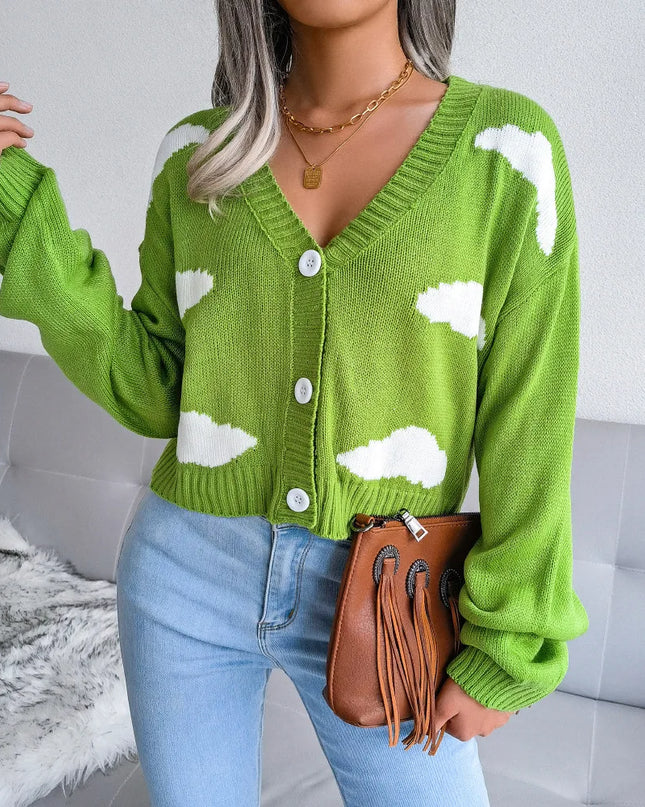 Autumn Winter Cloud Knit V-Neck Sweater