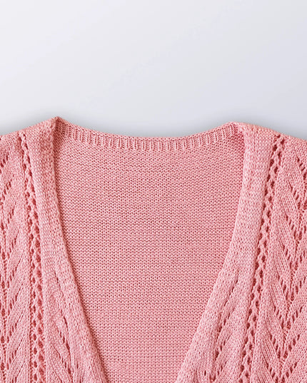 Hollow Out Short Sleeve Cardigan