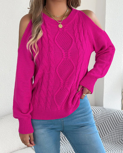 Off-Shoulder Twist Knit Sweater