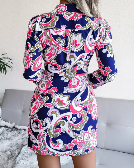 Printed Lace-Up Bodycon Mini Dress