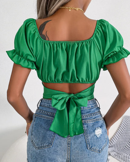 Square Neck Chiffon Crop Top