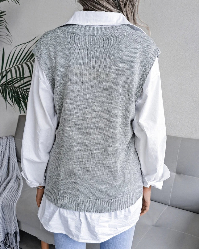 Sleeveless Knit Sweater Vest