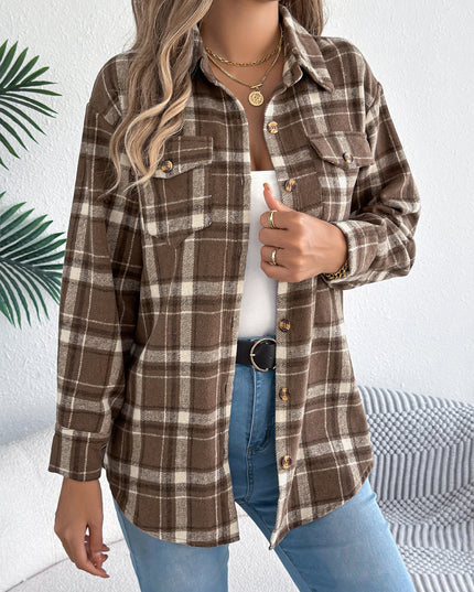 Plaid Single Breasted Woolen Jacket