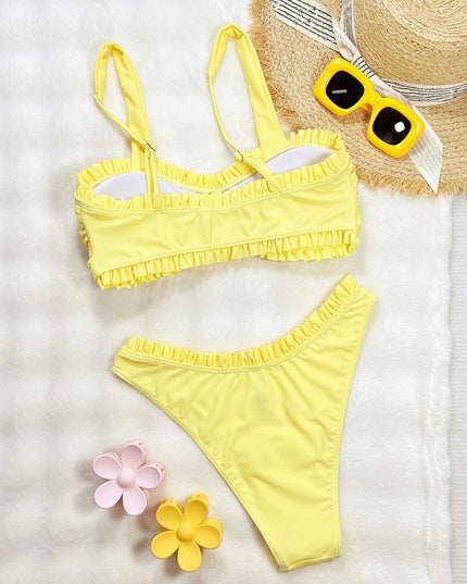 Push Up Bikinis 2026 Sexy Women Swimsuit Swimwear Female Solid Ruffle Bikini Set Biquini Bathing Suit Swimming Suit Beachwear