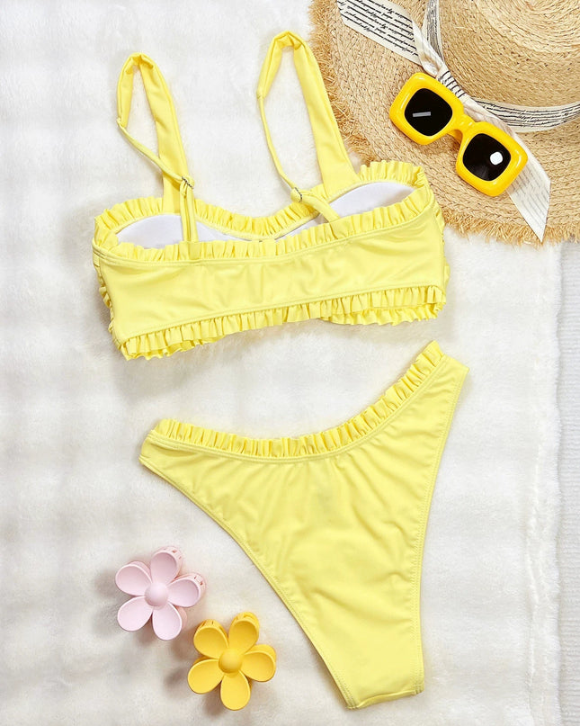 Push Up Bikinis 2026 Sexy Women Swimsuit Swimwear Female Solid Ruffle Bikini Set Biquini Bathing Suit Swimming Suit Beachwear