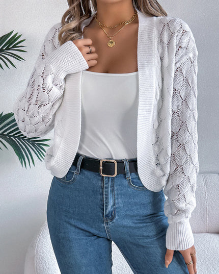 Leaf Hollow Out Knit Cardigan