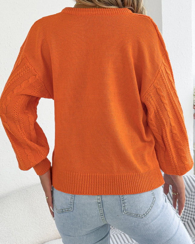 Metal Chain V Neck Twist Sweater