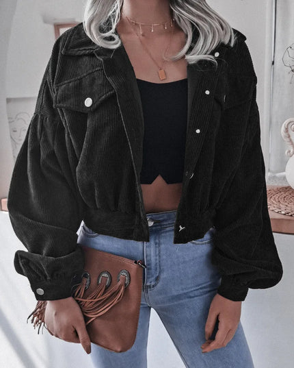 Corduroy Lantern Sleeve Jacket