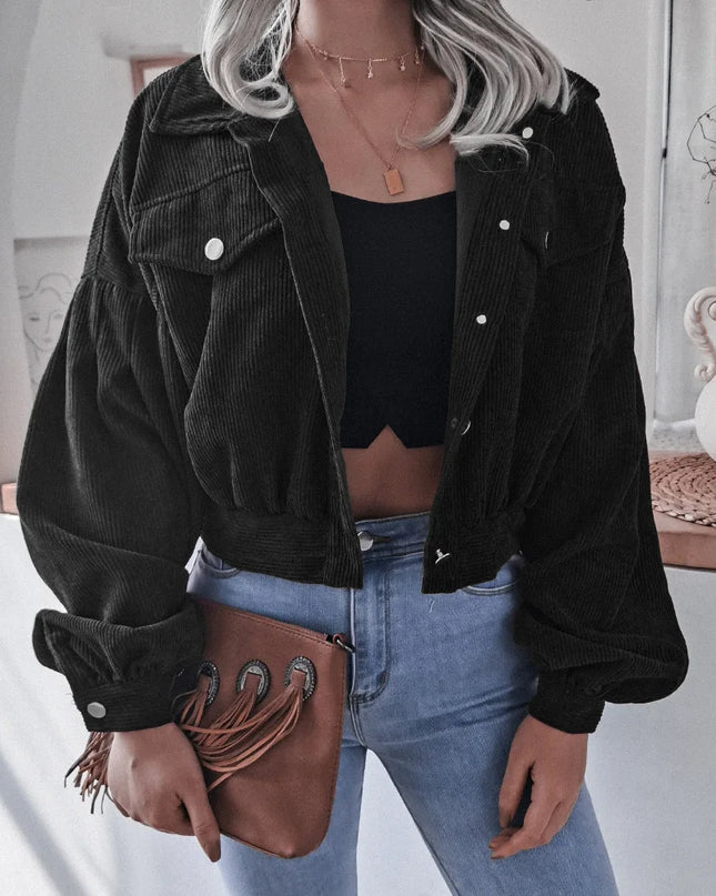 Corduroy Lantern Sleeve Jacket