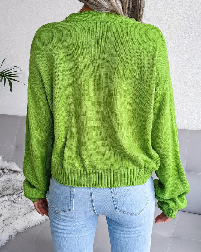Autumn Winter Cloud Knit V-Neck Sweater