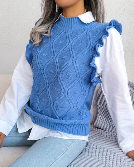 Ruffled Sleeveless Knit Vest