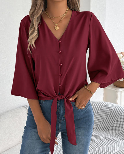 Loose Flared Lace Up Shirt