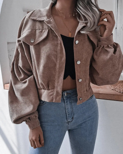 Corduroy Lantern Sleeve Jacket