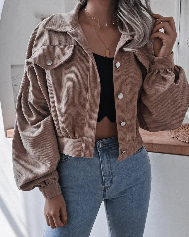 Corduroy Lantern Sleeve Jacket