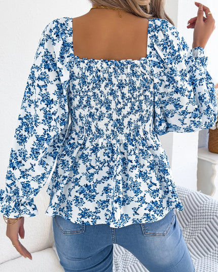 Floral Print Ruffled Chiffon Shirt