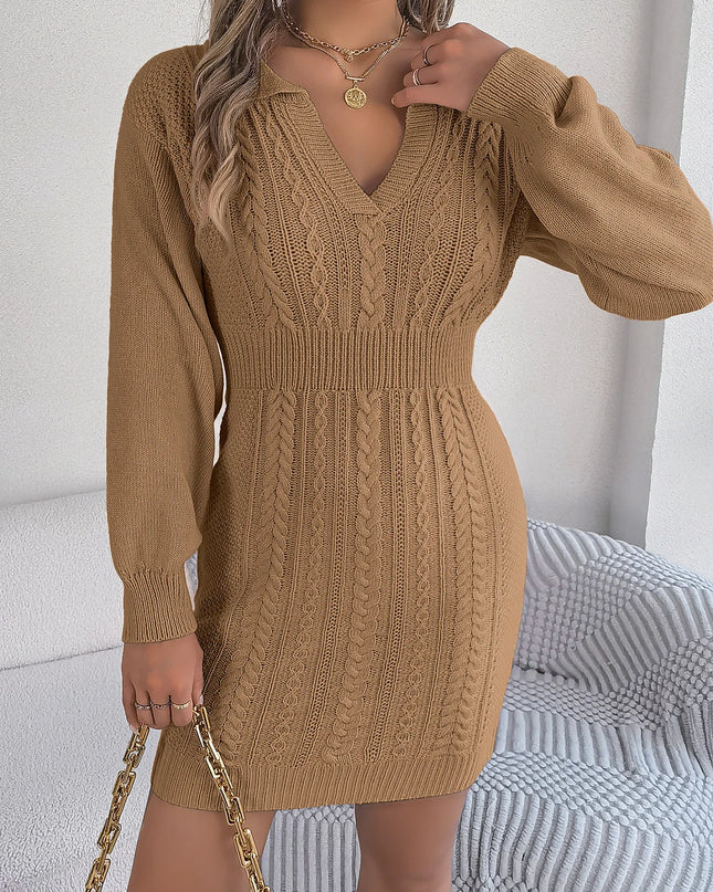Lantern Sleeve Woolen Mini Dress
