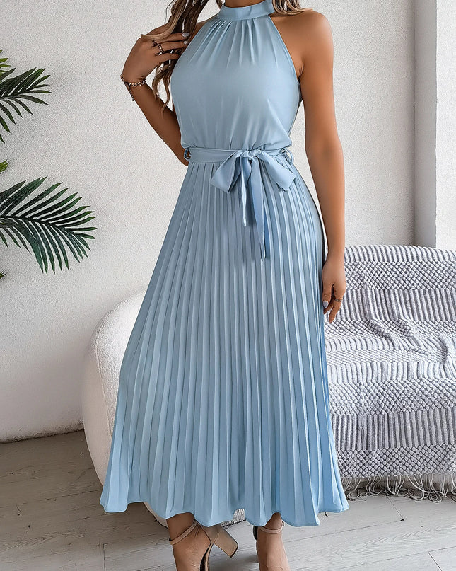 Sleeveless Pleated Long Dress