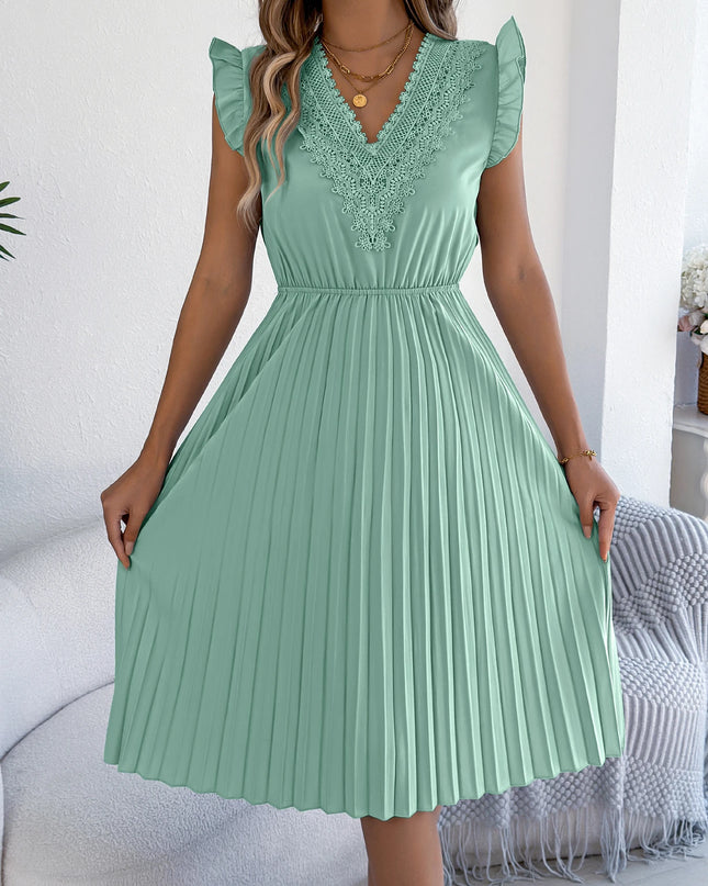 Lace Patchwork V-Neck Maxi Dress